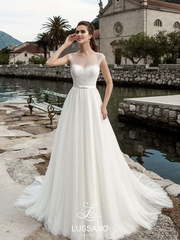 Свадебное платье Millie. Силуэт А-силуэт, Прямое. Цвет Белый / Молочный. Вид 1