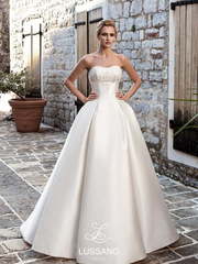 Свадебное платье Marvele. Силуэт А-силуэт, Прямое. Цвет Белый / Молочный. Вид 1