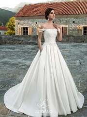 Свадебное платье Molly. Силуэт А-силуэт. Цвет Белый / Молочный. Вид 1