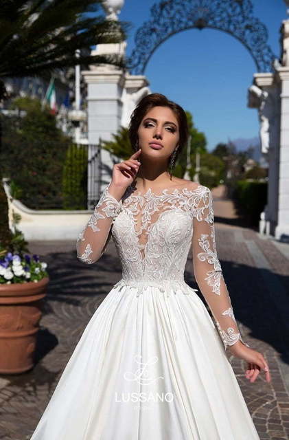 Свадебное платье Destinee. Силуэт А-силуэт. Цвет Белый / Молочный. Вид 3