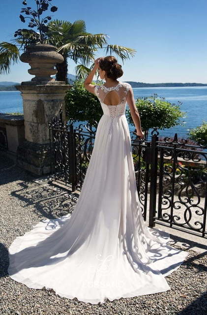 Свадебное платье Desi. Силуэт А-силуэт, Прямое. Цвет Айвори / Капучино, Белый / Молочный, оттенки Розового. Вид 2