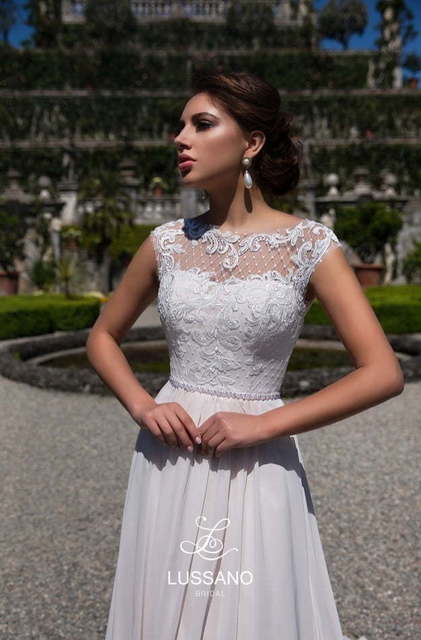 Свадебное платье Desi. Силуэт А-силуэт, Прямое. Цвет Айвори / Капучино, Белый / Молочный, оттенки Розового. Вид 3