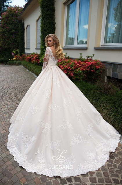 Свадебное платье Deny. Силуэт Пышное, А-силуэт. Цвет Айвори / Капучино, Белый / Молочный, оттенки Розового. Вид 2