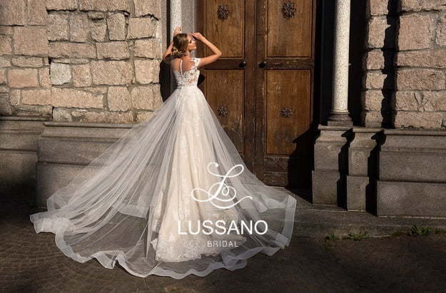 Свадебное платье Deliah. Силуэт Рыбка, А-силуэт, Прямое. Цвет Айвори / Капучино, Белый / Молочный. Вид 2