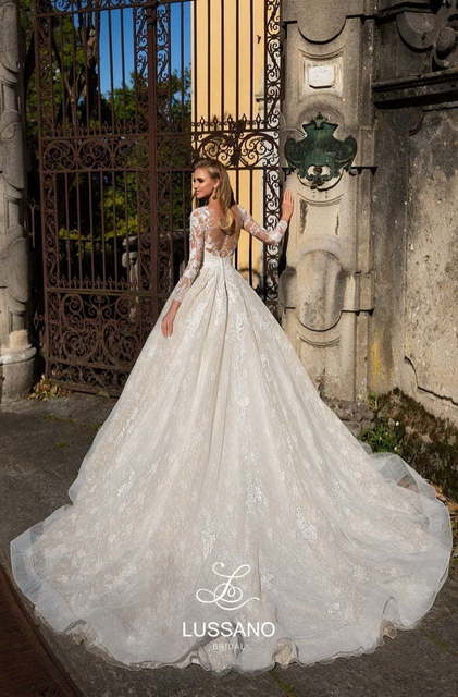 Свадебное платье Darcy. Силуэт Пышное, А-силуэт. Цвет Айвори / Капучино, Белый / Молочный. Вид 2