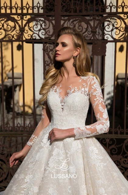 Свадебное платье Darcy. Силуэт Пышное, А-силуэт. Цвет Айвори / Капучино, Белый / Молочный. Вид 3