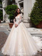 Свадебное платье Damiane. Силуэт Пышное, А-силуэт. Цвет Белый / Молочный, Айвори / Капучино, Персик / Оранжевый. Вид 1