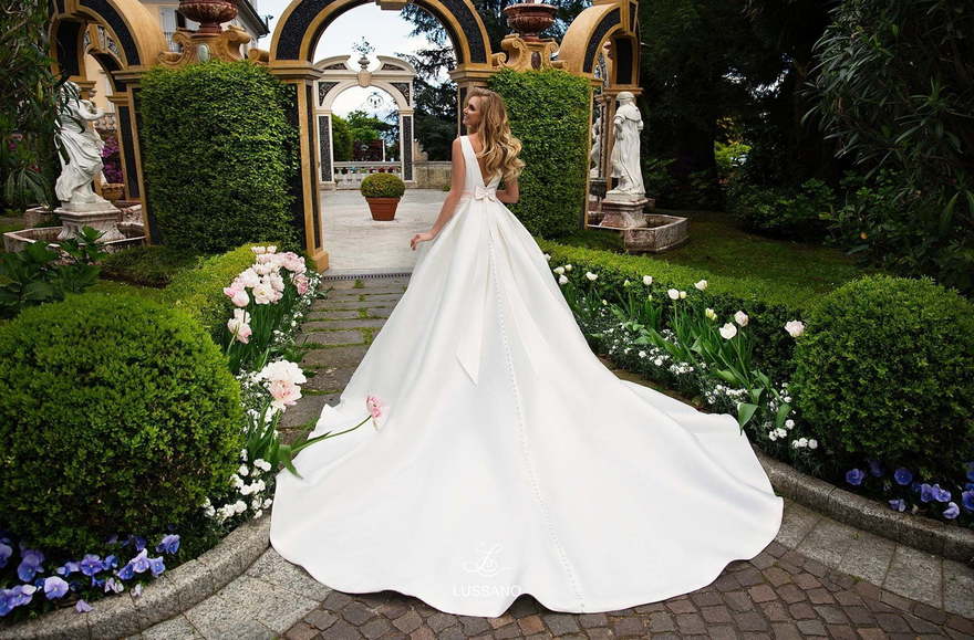 Свадебное платье Denna. Силуэт Пышное, А-силуэт. Цвет Белый / Молочный. Вид 2