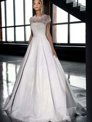 Свадебное платье 14226. Силуэт А-силуэт. Цвет Белый / Молочный. Вид 1