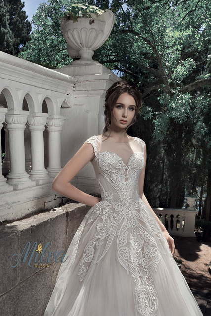 Свадебное платье Захара. Силуэт Пышное, А-силуэт. Цвет Айвори / Капучино, Персик / Оранжевый, оттенки Розового. Вид 7