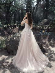 Свадебное платье Тамира. Силуэт А-силуэт, Прямое. Цвет Белый / Молочный, оттенки Розового. Вид 2