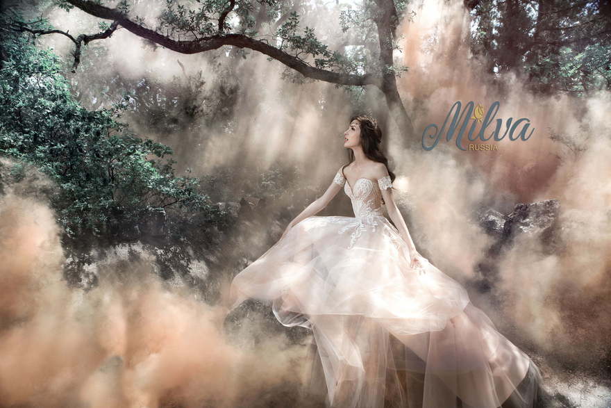 Свадебное платье Тамира. Силуэт А-силуэт, Прямое. Цвет Белый / Молочный, оттенки Розового. Вид 4