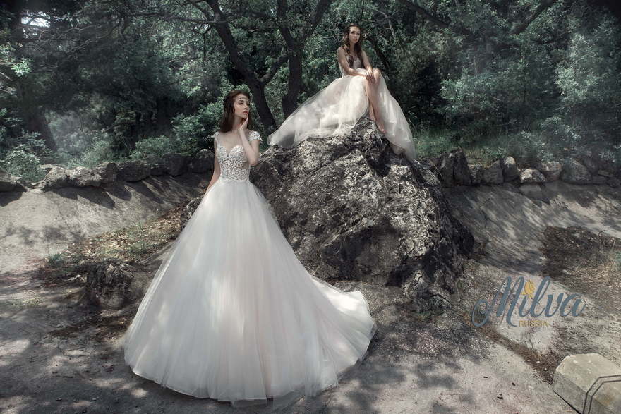 Свадебное платье Риния. Силуэт А-силуэт. Цвет Айвори / Капучино, Белый / Молочный, Персик / Оранжевый. Вид 7