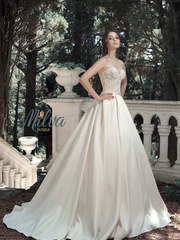 Свадебное платье Альфреда. Силуэт А-силуэт. Цвет Белый / Молочный, Айвори / Капучино. Вид 1