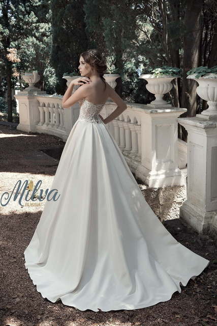 Свадебное платье Альфреда. Силуэт А-силуэт. Цвет Айвори / Капучино, Белый / Молочный. Вид 2