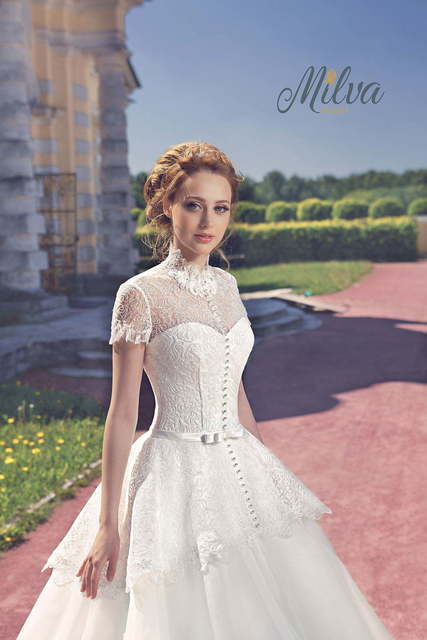 Свадебное платье Жаннет. Силуэт Пышное, А-силуэт. Цвет Белый / Молочный. Вид 3