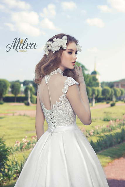 Свадебное платье Мирей. Силуэт Пышное, А-силуэт, Прямое. Цвет Белый / Молочный. Вид 2