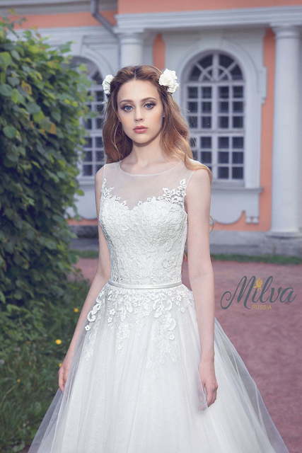 Свадебное платье Мейси. Силуэт Пышное, А-силуэт. Цвет Белый / Молочный. Вид 4