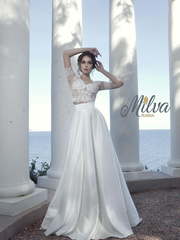 Свадебное платье Флореана. Силуэт А-силуэт, Прямое. Цвет Белый / Молочный. Вид 1