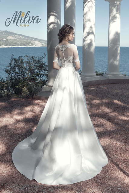 Свадебное платье Флореана. Силуэт А-силуэт, Прямое. Цвет Белый / Молочный. Вид 2