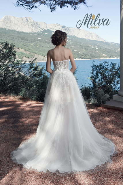 Свадебное платье Фавор. Силуэт А-силуэт, Прямое. Цвет Айвори / Капучино, Белый / Молочный. Вид 2