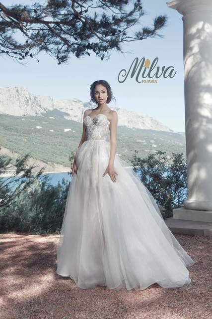 Свадебное платье Фавор. Силуэт А-силуэт, Прямое. Цвет Айвори / Капучино, Белый / Молочный. Вид 4