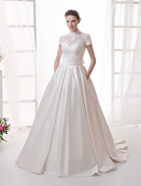 Свадебное платье Cesara. Силуэт А-силуэт. Цвет Белый / Молочный. Вид 1