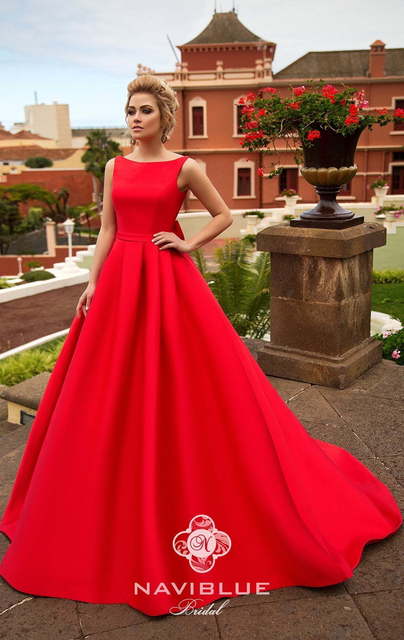 Свадебное платье Luara. Силуэт А-силуэт. Цвет Красный / Марсала. Вид 2