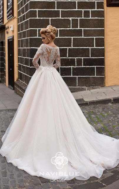 Свадебное платье Louise. Силуэт Пышное, А-силуэт. Цвет Белый / Молочный, оттенки Розового. Вид 2