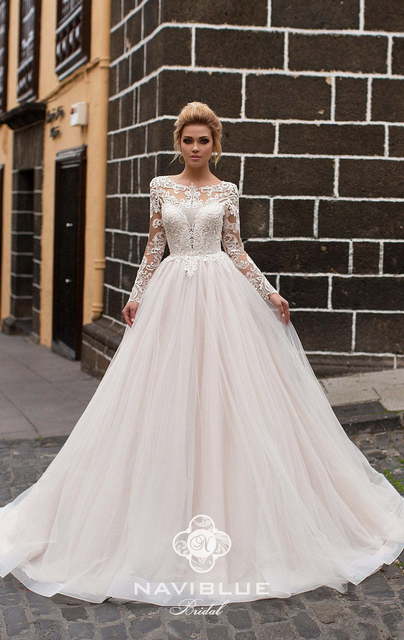 Свадебное платье Louise. Силуэт Пышное, А-силуэт. Цвет Белый / Молочный, оттенки Розового. Вид 3