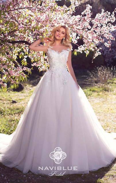 Свадебное платье Livania. Силуэт Пышное, А-силуэт. Цвет Белый / Молочный, Лавандовый / Фиолетовый, оттенки Розового. Вид 3