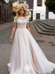 Свадебное платье Lilitt. Силуэт А-силуэт, Прямое. Цвет Айвори / Капучино, оттенки Розового. Вид 2