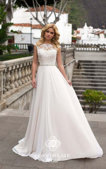 Свадебное платье Lilia. Силуэт А-силуэт, Прямое. Цвет Белый / Молочный. Вид 3