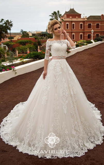 Свадебное платье Lia. Силуэт Пышное, А-силуэт. Цвет Айвори / Капучино, Белый / Молочный. Вид 3