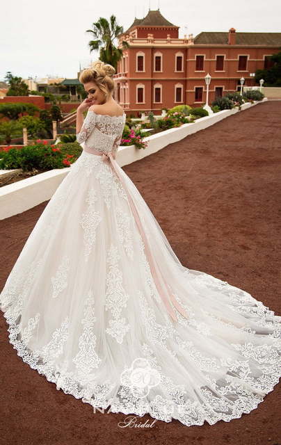 Свадебное платье Lia. Силуэт Пышное, А-силуэт. Цвет Айвори / Капучино, Белый / Молочный. Вид 4