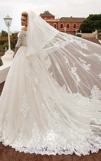 Свадебное платье Lia. Силуэт Пышное, А-силуэт. Цвет Айвори / Капучино, Белый / Молочный. Вид 5