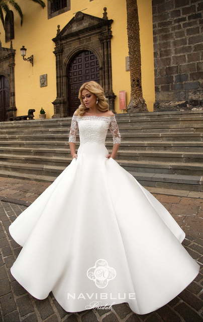 Свадебное платье Leona. Силуэт Пышное, А-силуэт. Цвет Белый / Молочный. Вид 2