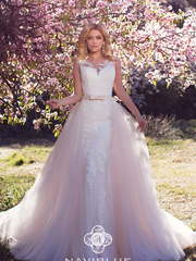 Свадебное платье Lana. Силуэт А-силуэт, Рыбка. Цвет Белый / Молочный, оттенки Розового. Вид 2