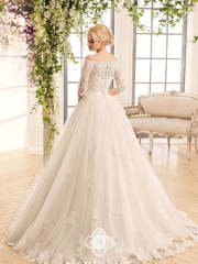 Свадебное платье Koralya. Силуэт Пышное, А-силуэт. Цвет Айвори / Капучино. Вид 1