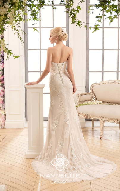 Свадебное платье Kollin. Силуэт А-силуэт, Прямое. Цвет Айвори / Капучино. Вид 3