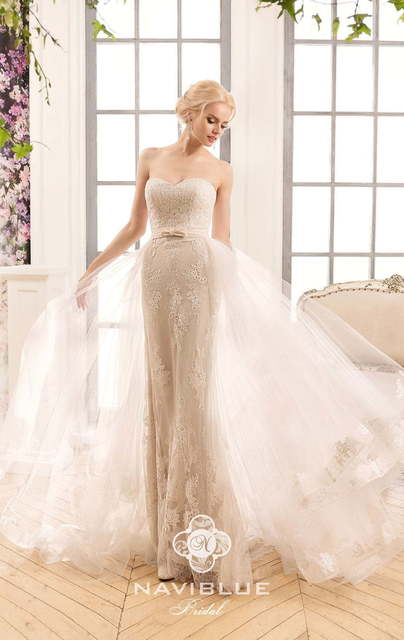 Свадебное платье Kollin. Силуэт А-силуэт, Прямое. Цвет Айвори / Капучино. Вид 4