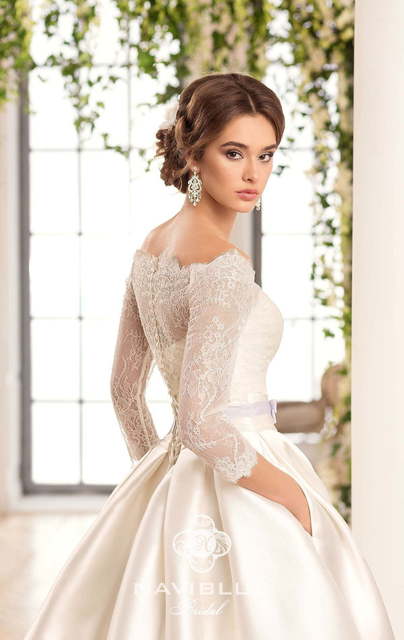 Свадебное платье Keitlin. Силуэт А-силуэт. Цвет Белый / Молочный. Вид 3