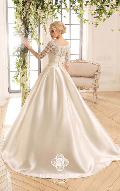 Свадебное платье Kamilla. Силуэт А-силуэт. Цвет Айвори / Капучино, Белый / Молочный. Вид 3