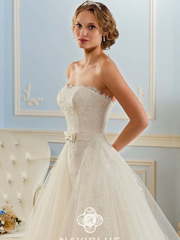 Свадебное платье 13485. Силуэт Пышное, А-силуэт, Рыбка. Цвет Белый / Молочный, Айвори / Капучино. Вид 1