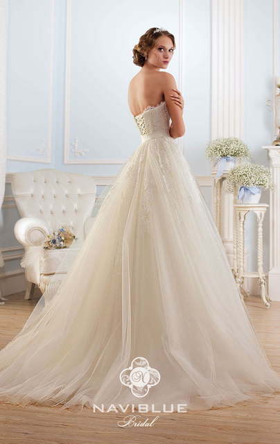 Свадебное платье 13485. Силуэт Пышное, А-силуэт, Рыбка. Цвет Белый / Молочный, Айвори / Капучино. Вид 2