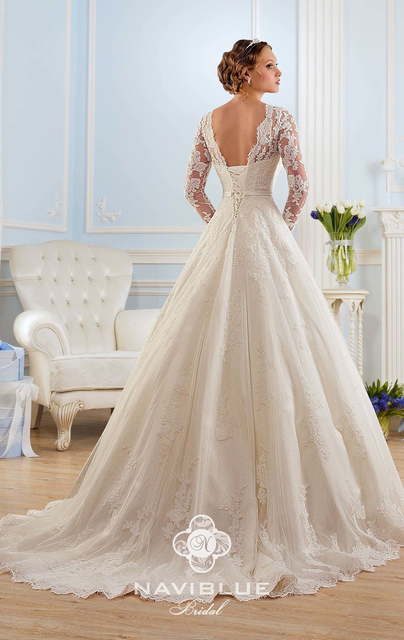 Свадебное платье 13483. Силуэт А-силуэт. Цвет Айвори / Капучино, Белый / Молочный. Вид 2