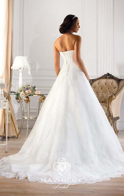 Свадебное платье 13169. Силуэт А-силуэт. Цвет Белый / Молочный. Вид 2