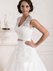 Свадебное платье 13169-1. Силуэт А-силуэт. Цвет Белый / Молочный. Вид 1
