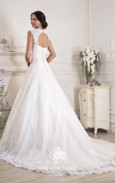 Свадебное платье 13169-1. Силуэт А-силуэт. Цвет Белый / Молочный. Вид 2