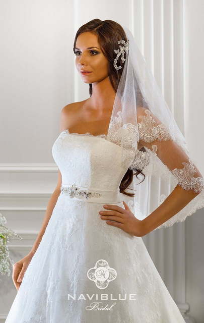 Свадебное платье 13106. Силуэт А-силуэт. Цвет Белый / Молочный. Вид 1